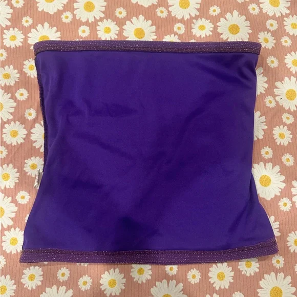 Gold sparkly Purple Ruched Y2K vintage tube top - Picture 4 of 11